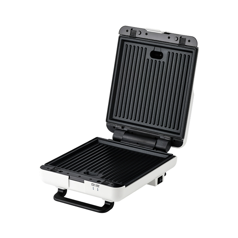 BJX-S026 เครื่องทำแซนด์วิชและย่างแบบเปิด 180° แบบ 4 ชิ้นพร้อมระบบควบคุม 3 ระดับและถาดรองน้ำมันหยด