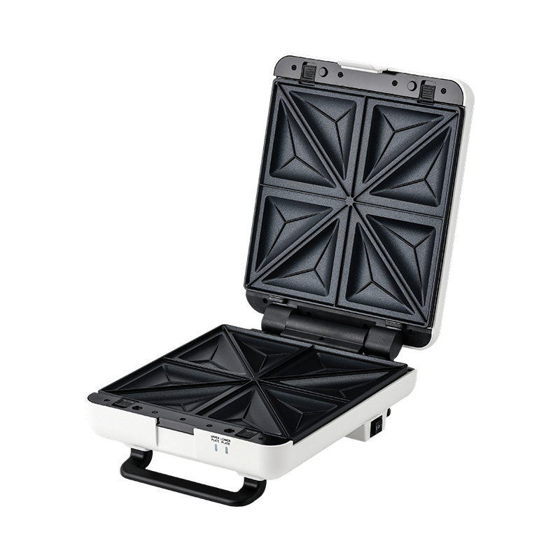 BJX-S026 เครื่องทำแซนด์วิชและย่างแบบเปิด 180° แบบ 4 ชิ้นพร้อมระบบควบคุม 3 ระดับและถาดรองน้ำมันหยด